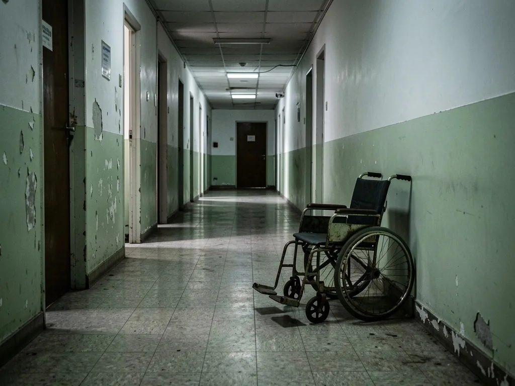 Pasillo vacío de un hospital público