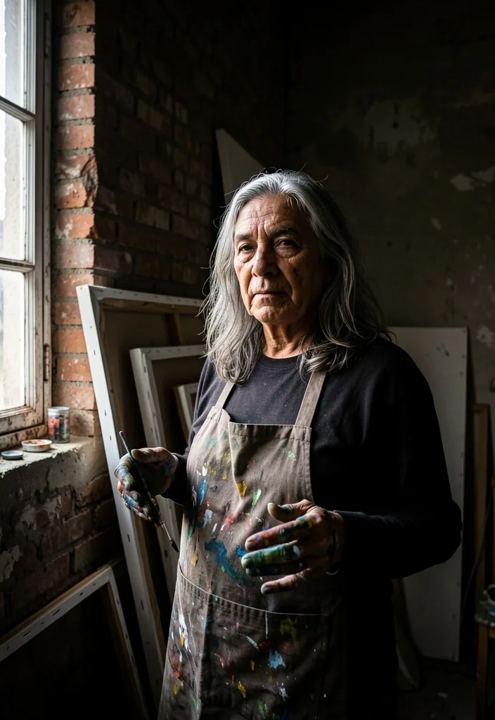 Artista visual argentina en su estudio de Buenos Aires
