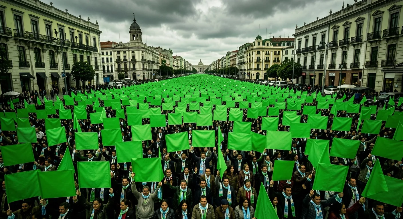 Movilización social en una plaza de Buenos Aires